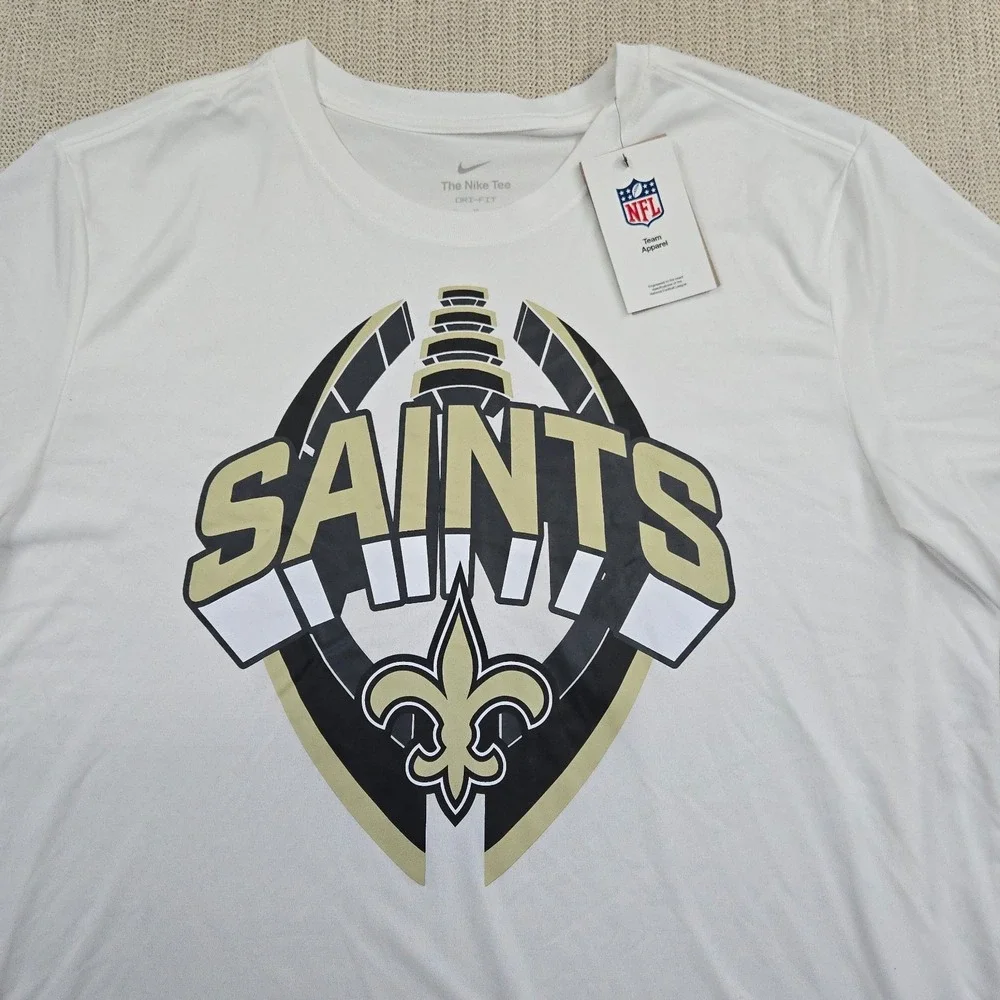 Nike Dri-Fit New Orleans Saints Shirt Mens XL White Short Sleeve NFL Football